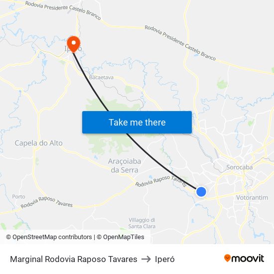 Marginal Rodovia Raposo Tavares to Iperó map