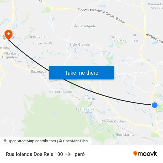 Rua Iolanda Dos Reis 180 to Iperó map
