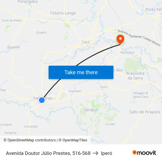 Avenida Doutor Júlio Prestes, 516-568 to Iperó map