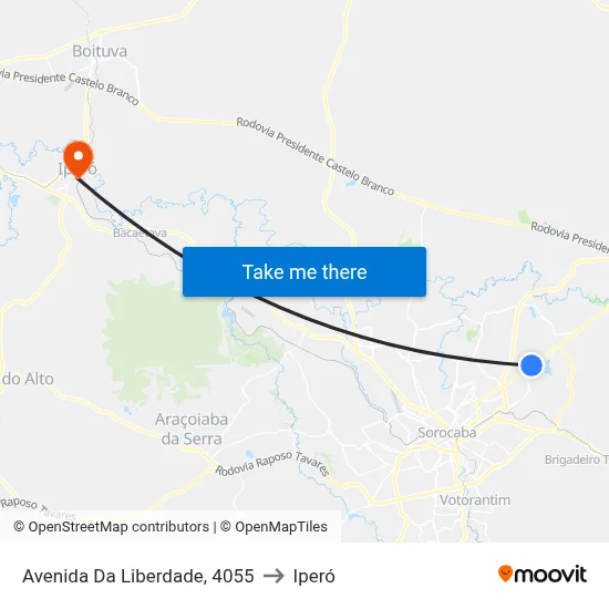 Avenida Da Liberdade, 4055 to Iperó map