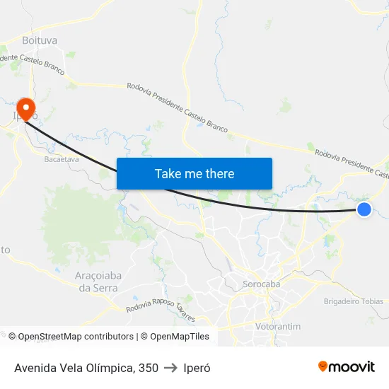 Avenida Vela Olímpica, 350 to Iperó map