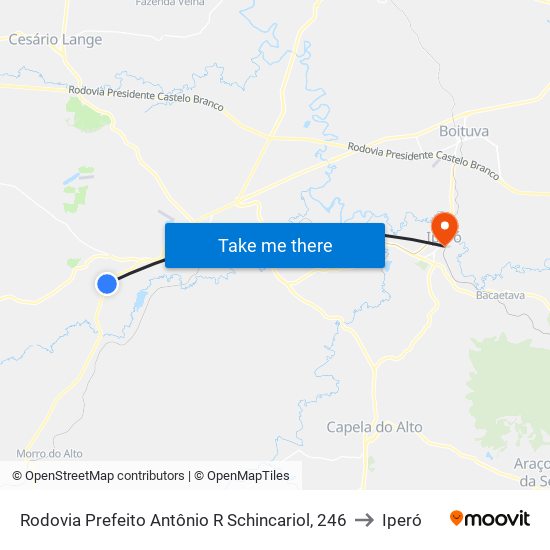 Rodovia Prefeito Antônio R Schincariol, 246 to Iperó map