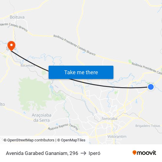 Avenida Garabed Gananiam, 296 to Iperó map