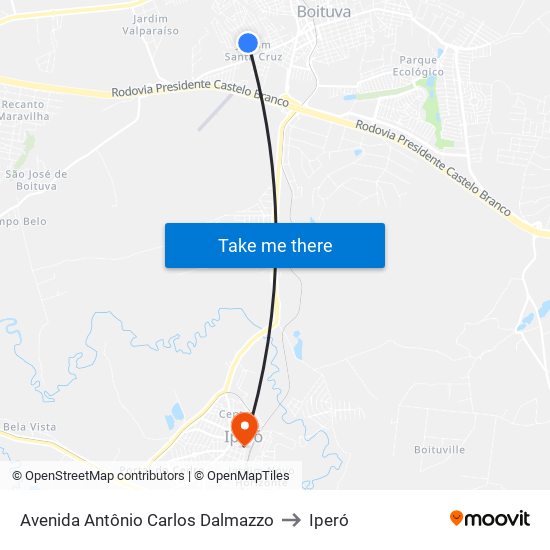 Avenida Antônio Carlos Dalmazzo to Iperó map