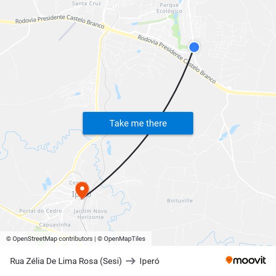 Rua Zélia De Lima Rosa (Sesi) to Iperó map