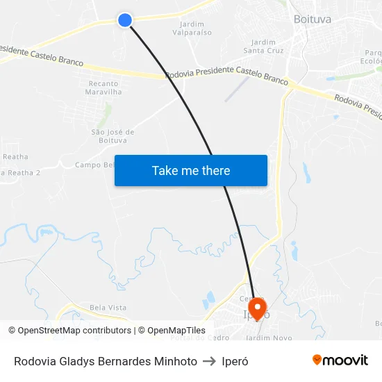 Rodovia Gladys Bernardes Minhoto to Iperó map