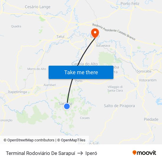 Terminal Rodoviário De Sarapuí to Iperó map