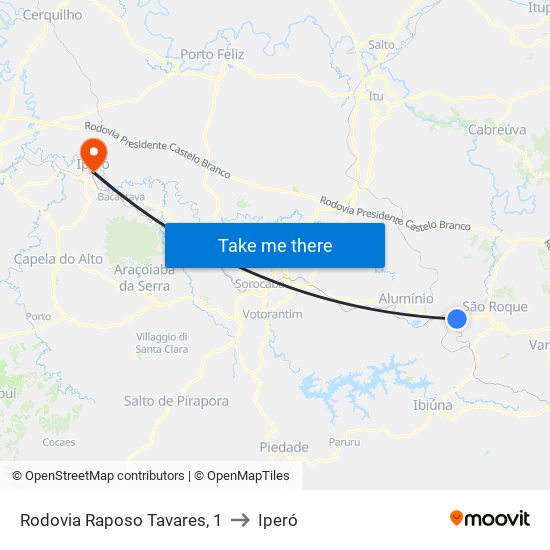 Rodovia Raposo Tavares, 1 to Iperó map