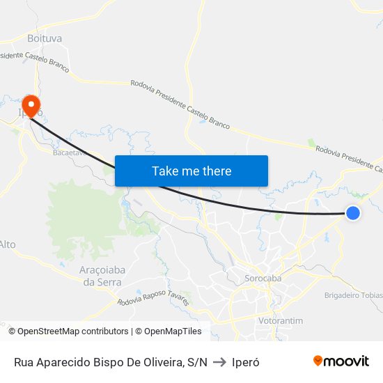 Rua Aparecido Bispo De Oliveira, S/N to Iperó map