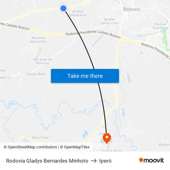 Rodovia Gladys Bernardes Minhoto to Iperó map