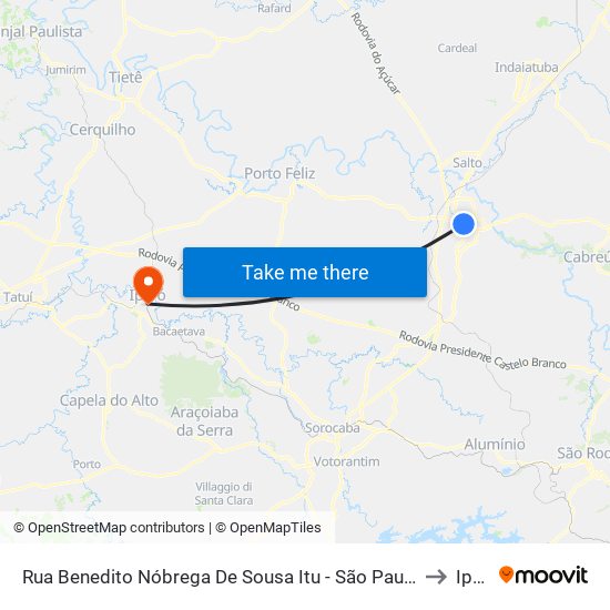 Rua Benedito Nóbrega De Sousa Itu - São Paulo 13302 Brasil to Iperó map