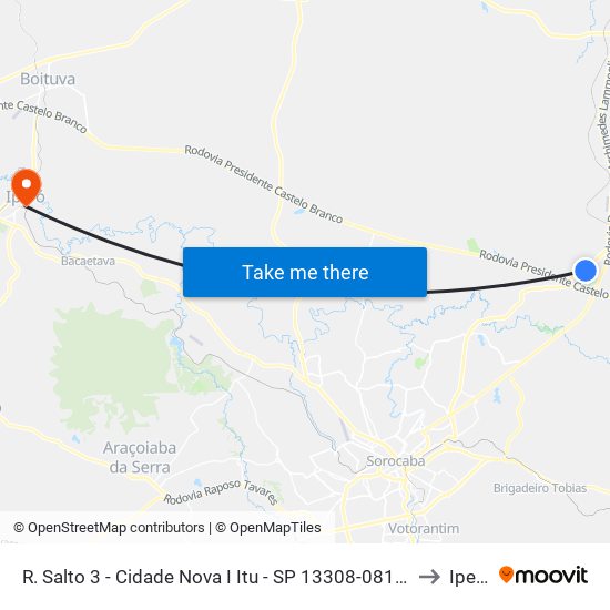 R. Salto 3 - Cidade Nova I Itu - SP 13308-081 Brasil to Iperó map