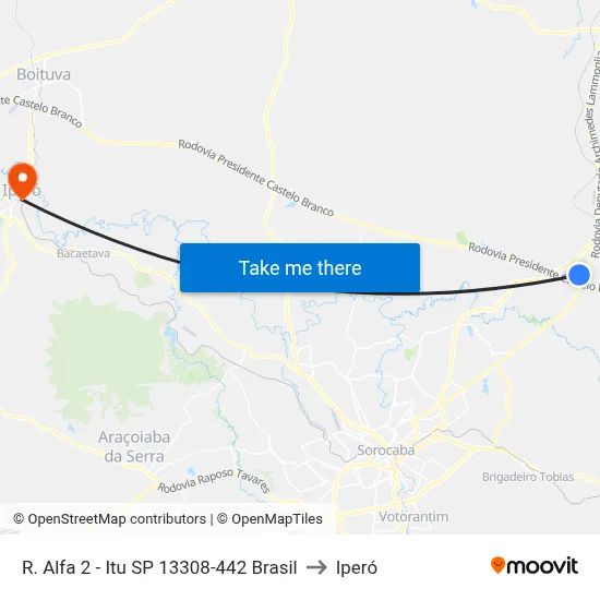 R. Alfa 2 - Itu SP 13308-442 Brasil to Iperó map