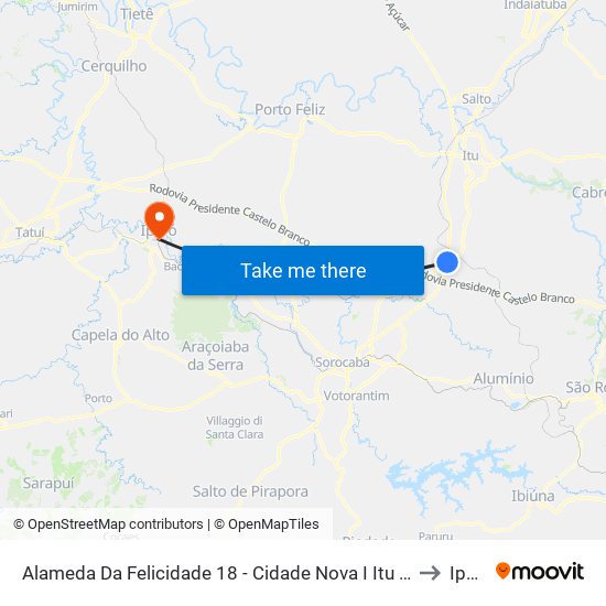 Alameda Da Felicidade 18 - Cidade Nova I Itu - SP Brasil to Iperó map