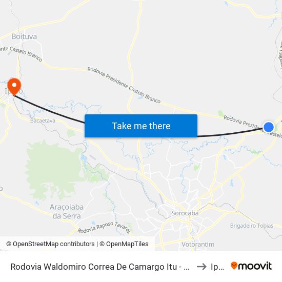 Rodovia Waldomiro Correa De Camargo Itu - São Paulo Brasil to Iperó map