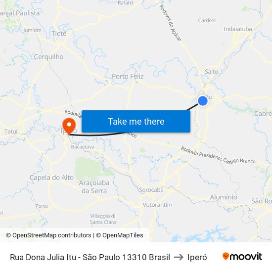 Rua Dona Julia Itu - São Paulo 13310 Brasil to Iperó map