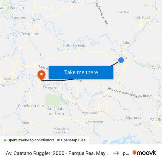 Av. Caetano Ruggieri 2000 - Parque Res. Mayard Itu - SP Brasil to Iperó map