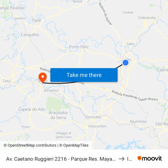 Av. Caetano Ruggieri 2216 - Parque Res. Mayard Itu - SP 13300-200 Brasil to Iperó map