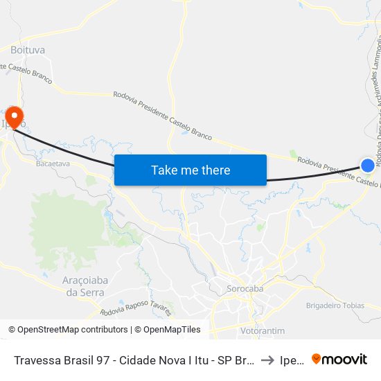 Travessa Brasil 97 - Cidade Nova I Itu - SP Brasil to Iperó map