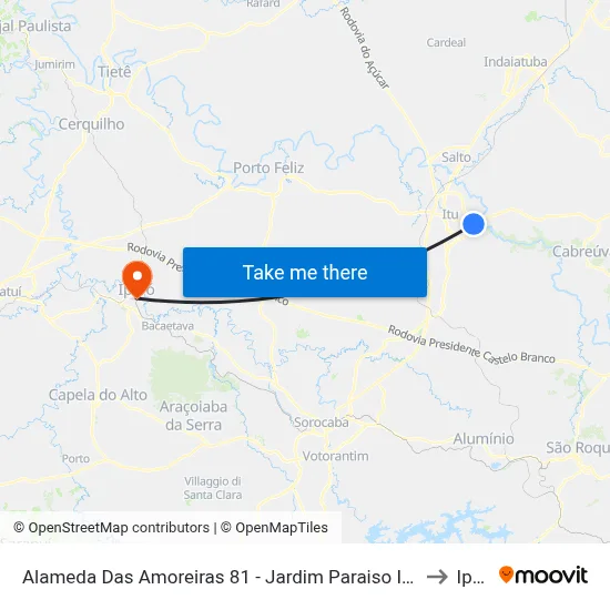 Alameda Das Amoreiras 81 - Jardim Paraiso II Itu - SP Brasil to Iperó map