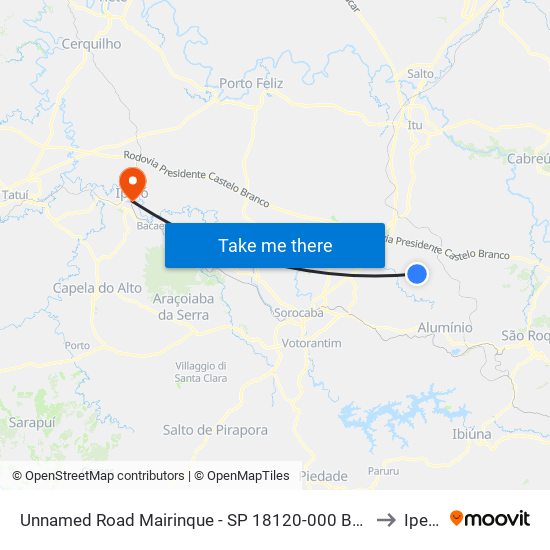 Unnamed Road Mairinque - SP 18120-000 Brasil to Iperó map