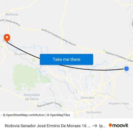 Rodovia Senador José Ermírio De Moraes 16 Itu - SP Brasil to Iperó map