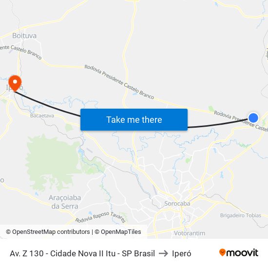 Av. Z 130 - Cidade Nova II Itu - SP Brasil to Iperó map