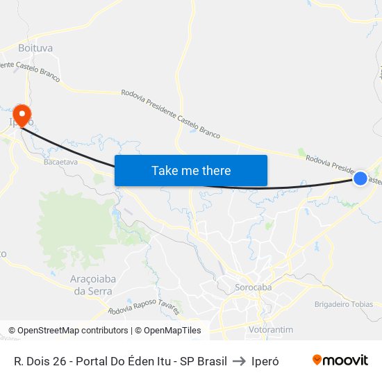 R. Dois 26 - Portal Do Éden Itu - SP Brasil to Iperó map