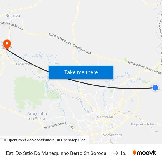 Est. Do Sítio Do Manequinho Berto Sn Sorocaba - SP Brasil to Iperó map
