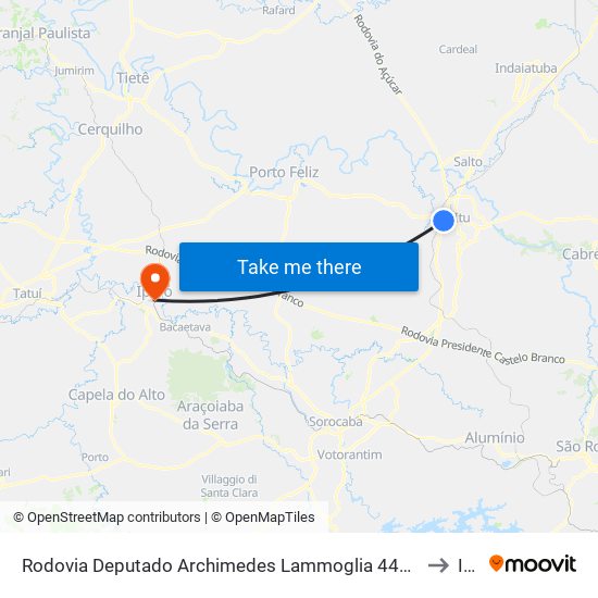 Rodovia Deputado Archimedes Lammoglia 4492-4496 - Fazenda Vila Real De Itu Itu - SP Brasil to Iperó map