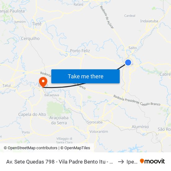 Av. Sete Quedas 798 - Vila Padre Bento Itu - SP Brasil to Iperó map
