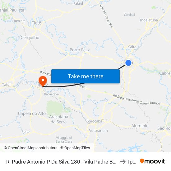 R. Padre Antonio P Da Silva 280 - Vila Padre Bento Itu - SP Brasil to Iperó map