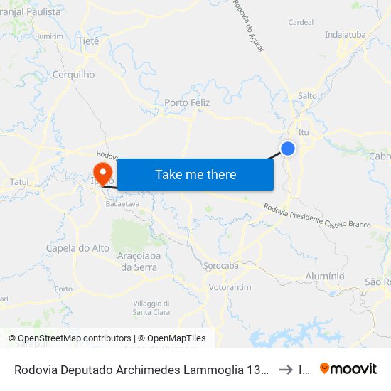 Rodovia Deputado Archimedes Lammoglia 1375 - Fazenda Vila Real De Itu Itu - SP Brasil to Iperó map
