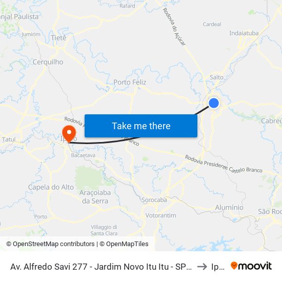 Av. Alfredo Savi 277 - Jardim Novo Itu Itu - SP 13301-180 Brasil to Iperó map