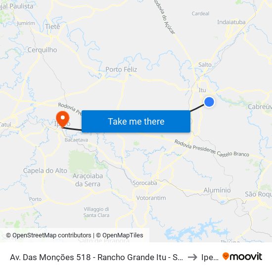 Av. Das Monções 518 - Rancho Grande Itu - SP Brasil to Iperó map