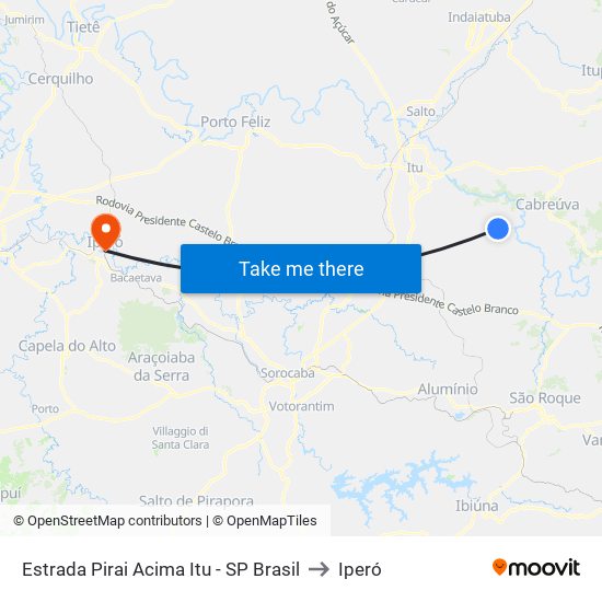 Estrada Pirai Acima Itu - SP Brasil to Iperó map