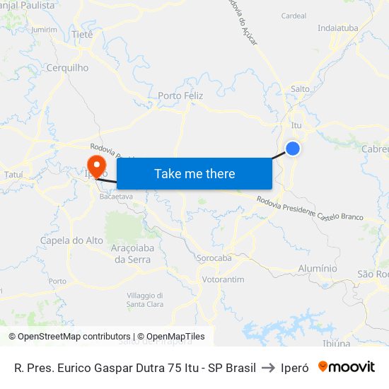 R. Pres. Eurico Gaspar Dutra 75 Itu - SP Brasil to Iperó map