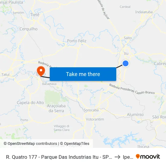 R. Quatro 177 - Parque Das Industrias Itu - SP Brasil to Iperó map