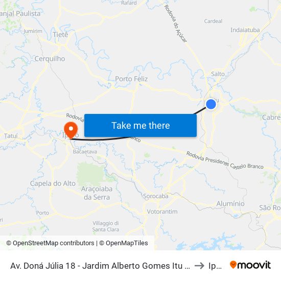 Av. Doná Júlia 18 - Jardim Alberto Gomes Itu - SP Brasil to Iperó map