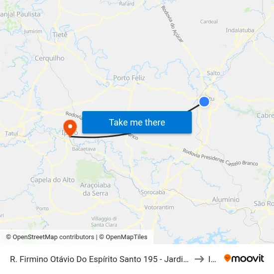 R. Firmino Otávio Do Espírito Santo 195 - Jardim Alberto Gomes Itu - SP Brasil to Iperó map