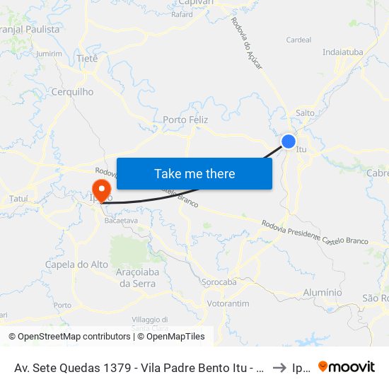 Av. Sete Quedas 1379 - Vila Padre Bento Itu - SP 13328-300 Brasil to Iperó map