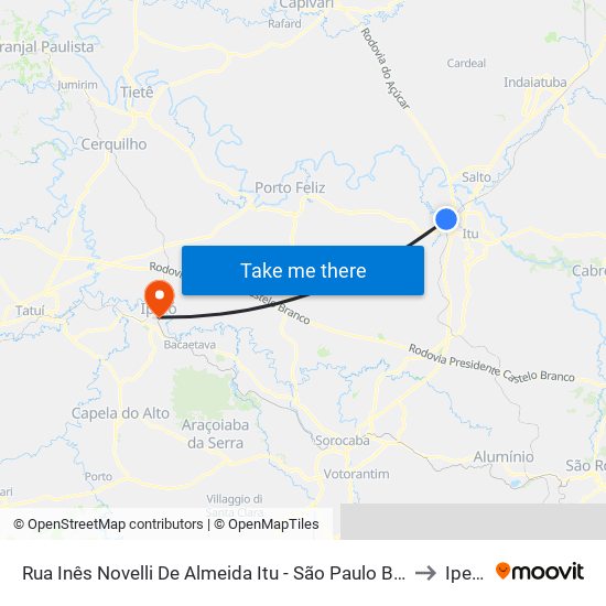 Rua Inês Novelli De Almeida Itu - São Paulo Brasil to Iperó map