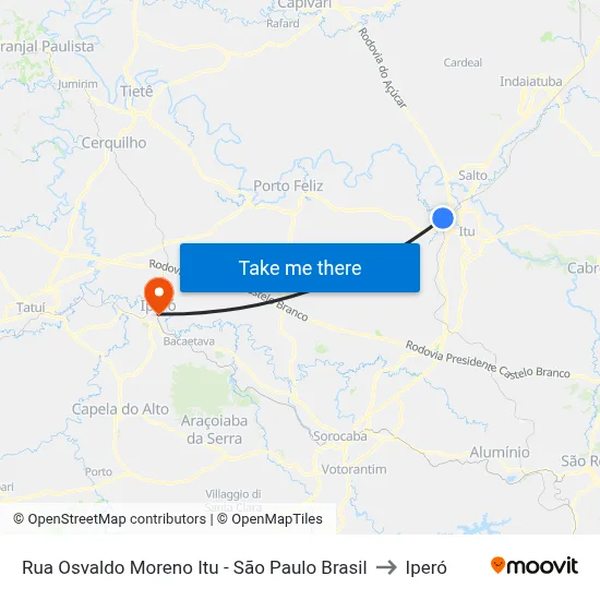 Rua Osvaldo Moreno Itu - São Paulo Brasil to Iperó map