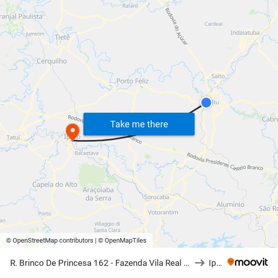 R. Brinco De Princesa 162 - Fazenda Vila Real De Itu Itu - SP Brasil to Iperó map