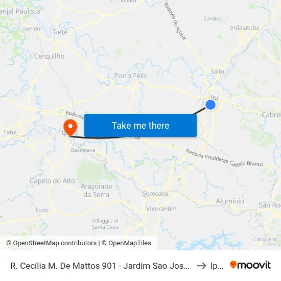 R. Cecília M. De Mattos 901 - Jardim Sao Jose Itu - SP Brasil to Iperó map