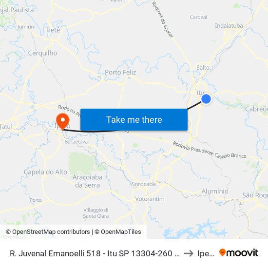 R. Juvenal Emanoelli 518 - Itu SP 13304-260 Brasil to Iperó map