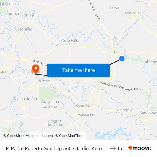 R. Padre Roberto Godding 560 - Jardim Aeroporto I Itu - SP Brasil to Iperó map