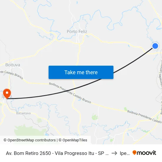 Av. Bom Retiro 2650 - Vila Progresso Itu - SP Brasil to Iperó map