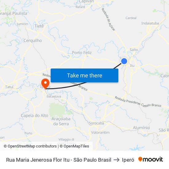 Rua Maria Jenerosa Flor Itu - São Paulo Brasil to Iperó map