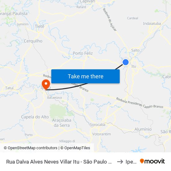 Rua Dalva Alves Neves Villar Itu - São Paulo Brasil to Iperó map